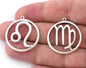 Horoscope Charms Astrological Zodiac Signs Symbols Pendant, Earring Charms Antique Silver Plated Brass (32x29mm) 5020 - 5031