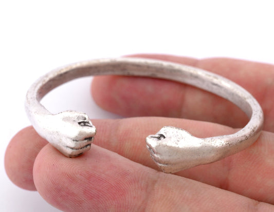 Punch Bracelet Antique Silver Plated Brass (55mm inner size - Adjustable ) 5034