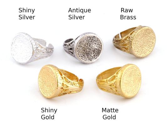 Ethnic Round Ring Adjustable Shiny silver, Antique Silver, Raw Brass, Shiny Gold, Matte Gold Plated (18mm 8US inner size) Oz3209 ring19