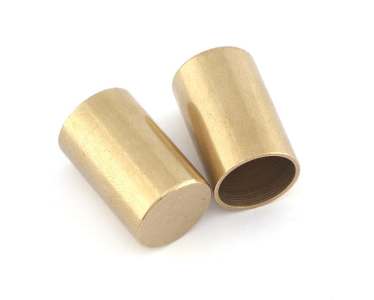 Cylinder Round Brass ends caps, (Outer dimensions: 25x16mm) 14mm inner hole raw brass cord tip ends, brass ribbon end, findings ENC14 1425