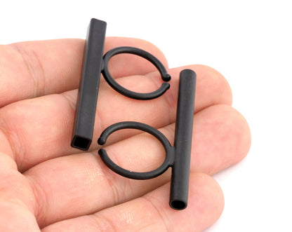 Square Round Tube Adjustable Ring Blank - Black Painted Brass (50mm Tube ) 4917 - 5037