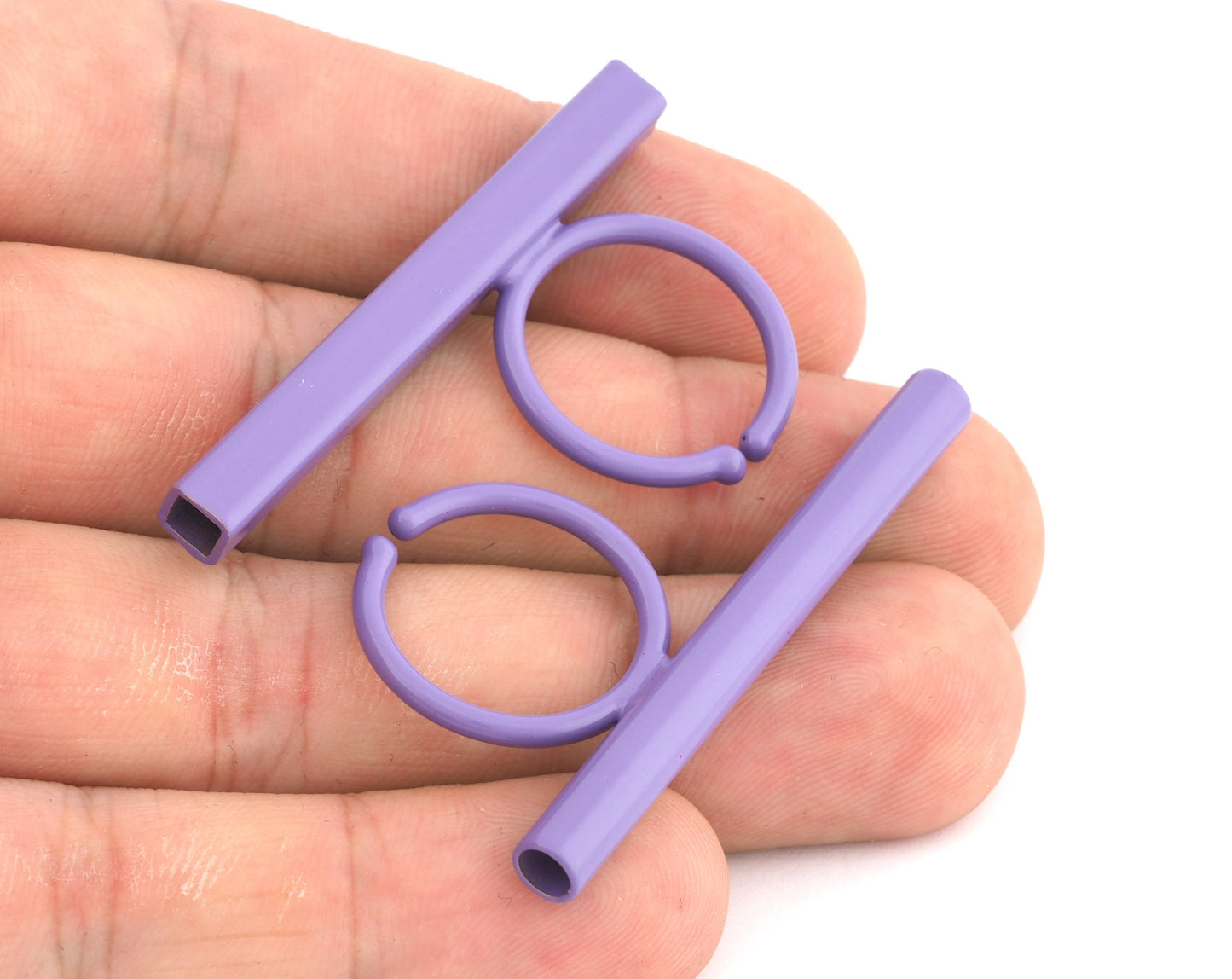 Square Round Tube Adjustable Ring Blank - Lilac Painted Brass (50mm Tube ) 4917 - 5037