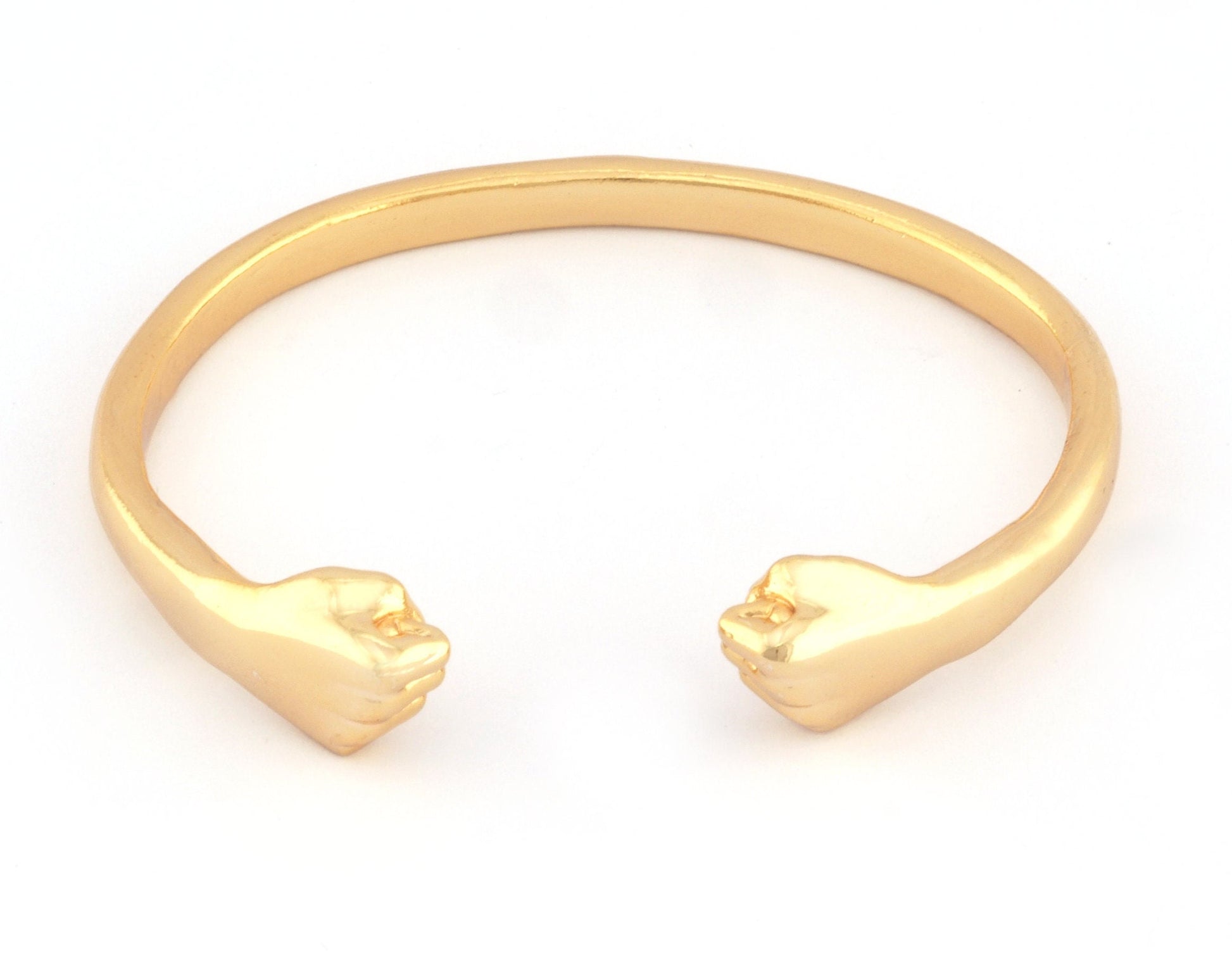 Punch Bracelet Shiny Gold Plated Brass (55mm inner size - Adjustable ) 5034