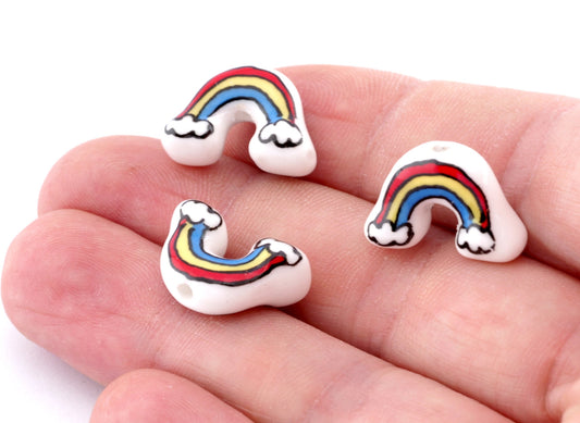 Rainbow Porcelain Ceramic Colorful Charms Beads 18x12mm (hole 2mm) bab2 5047