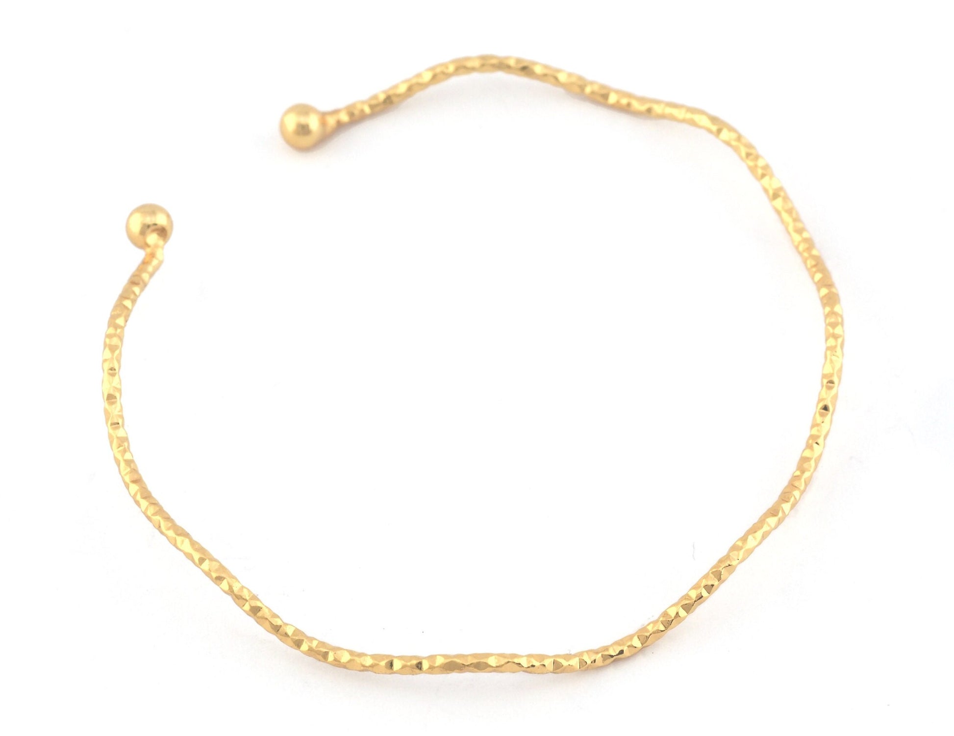 Ball Wire Bracelet Textured Adjustable 55mm Gold plated brass 2437