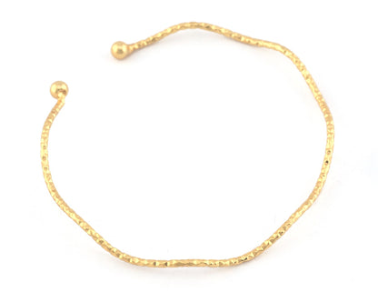 Ball Wire Bracelet Textured Adjustable 55mm Gold plated brass 2437