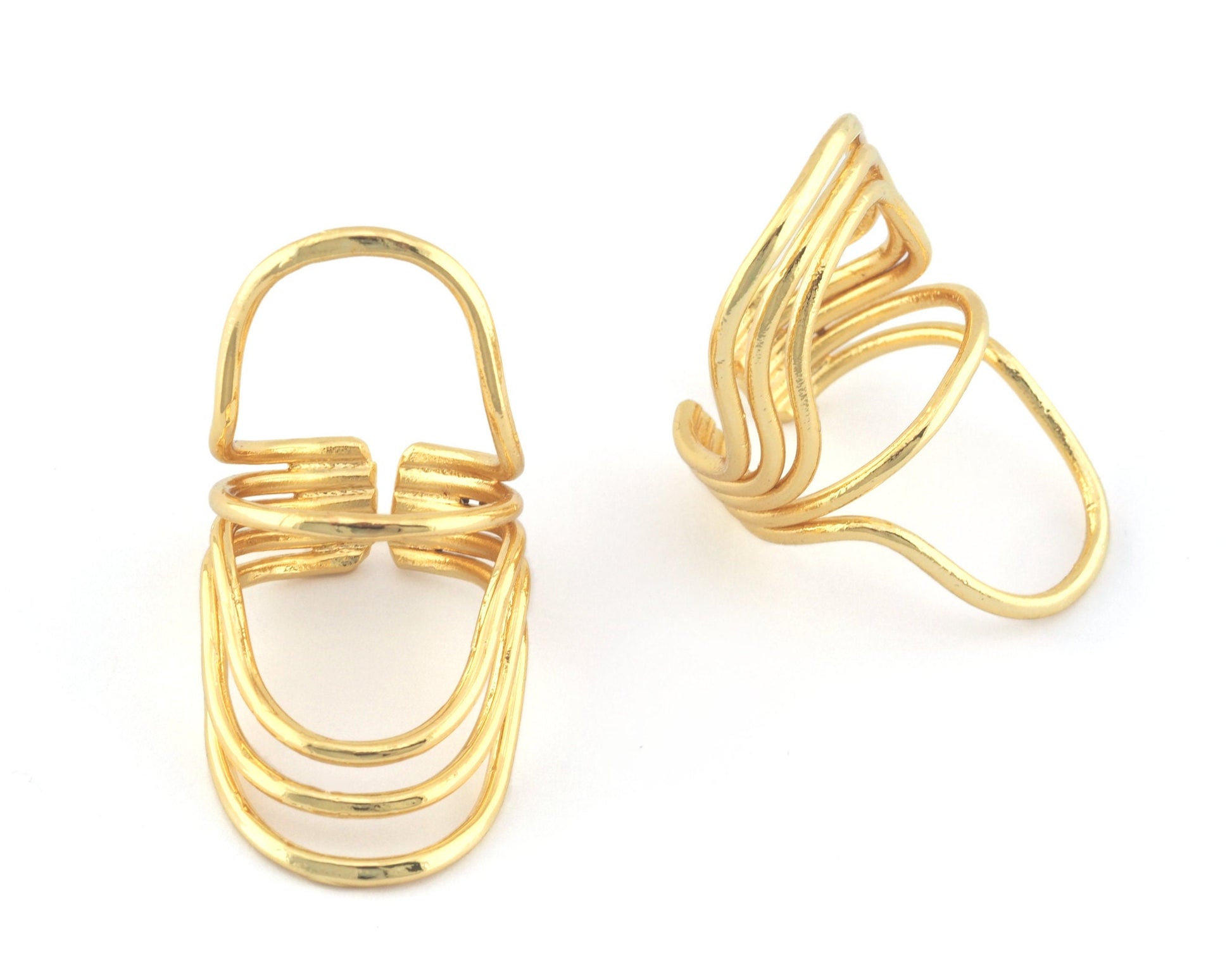 Statement Adjustable Ring Shiny gold plated brass (20mm 10US inner size) OZ3847