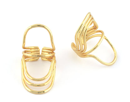 Statement Adjustable Ring Shiny gold plated brass (20mm 10US inner size) OZ3847