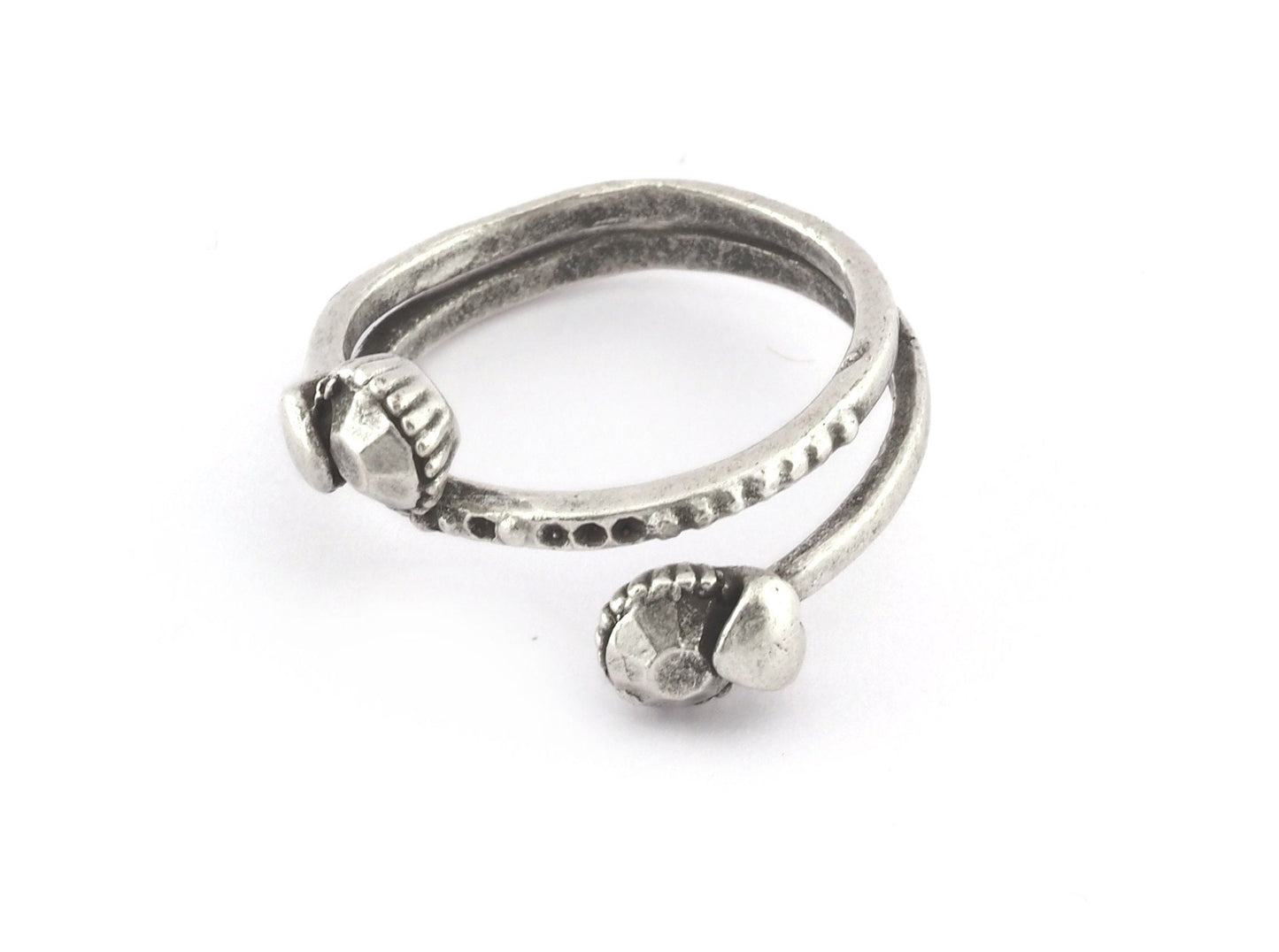 Minimalist Adjustable Ring Brass Diamond Antique Silver Plated Brass (17.5mm 7US inner size) OZ3913