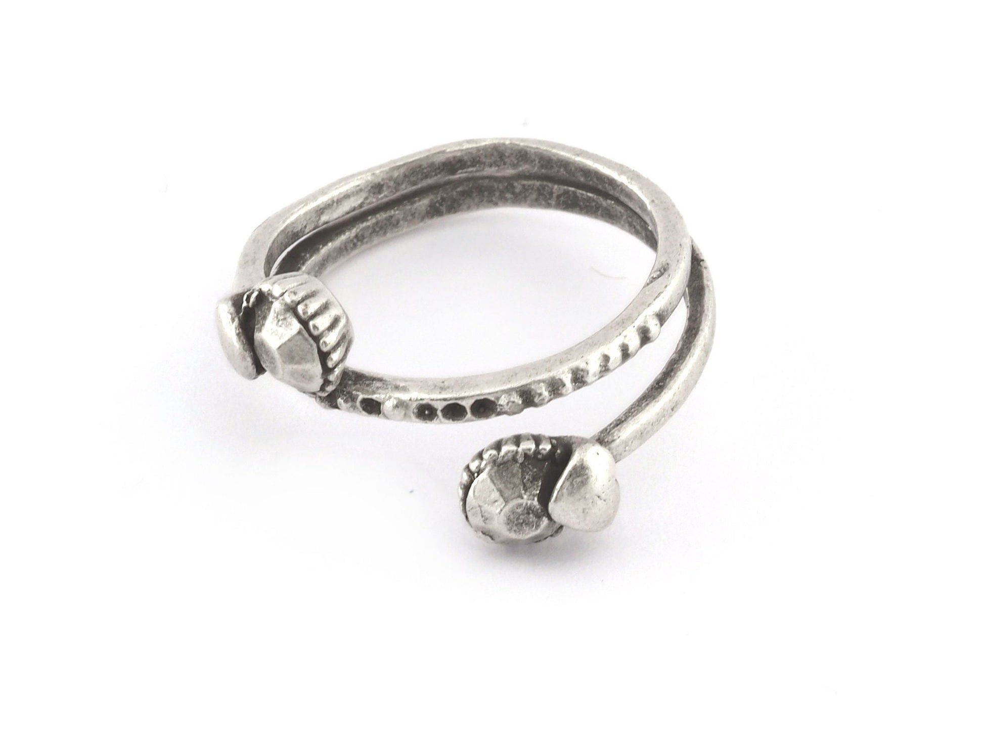 Minimalist Adjustable Ring Brass Diamond Antique Silver Plated Brass (17.5mm 7US inner size) OZ3913