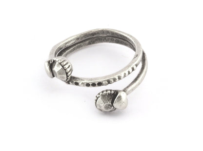 Minimalist Adjustable Ring Brass Diamond Antique Silver Plated Brass (17.5mm 7US inner size) OZ3913