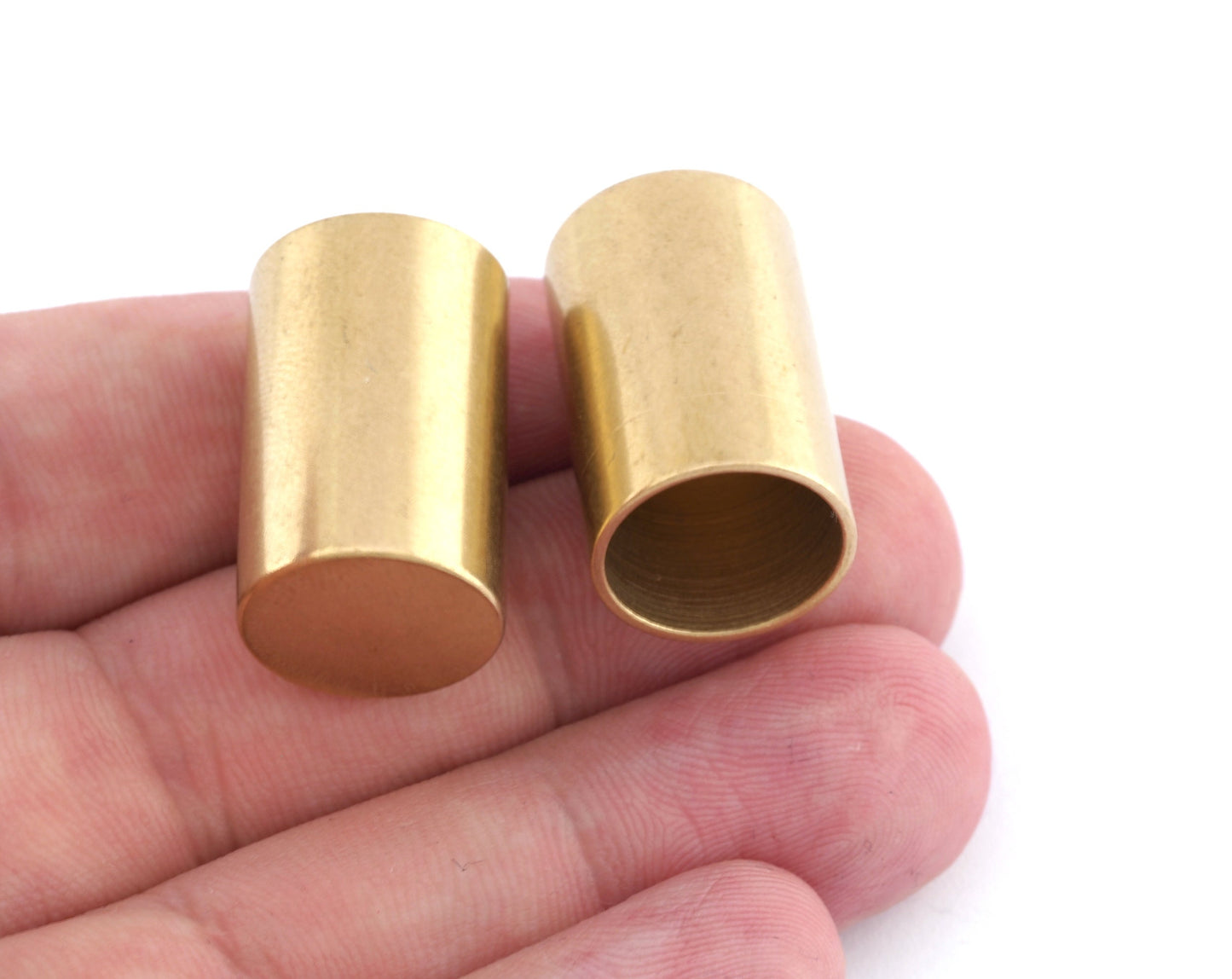 Cylinder Round Brass ends caps, (Outer dimensions: 25x16mm) 14mm inner hole raw brass cord tip ends, brass ribbon end, findings ENC14 1425