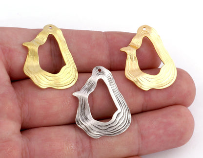 Wavy Charms Raw brass - Antique silver plated - Shiny gold plated 31x25mm Earring charms , findings 2900-200