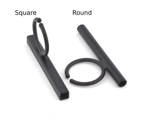 Square Round Tube Adjustable Ring Blank - Black Painted Brass (50mm Tube ) 4917 - 5037