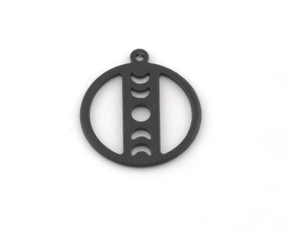 Round Moon 20x18mm (Phase of the moon) Black painted brass 1 holes charms findings 4497