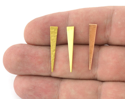 Triangle raw brass - hammered brass - raw copper 26x4.5mm (0.8mm thickness) no hole charms findings 5106