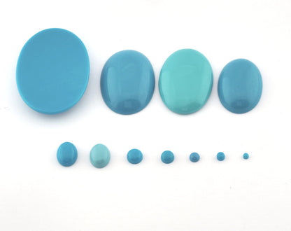 Synthetic Turquoise Round - Oval Gemstone Flat Back Cabochons 2 3 4 5 6 8 10 12 14 16 18 20 25 - and oval sizes no hole 5111