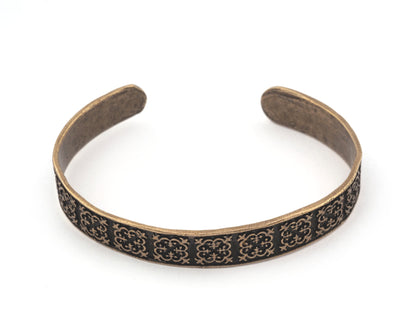 Cuff Bracelet Textured Adjustable Antique Bronze Plated Brass (60mm inner size - Adjustable ) OZ2963