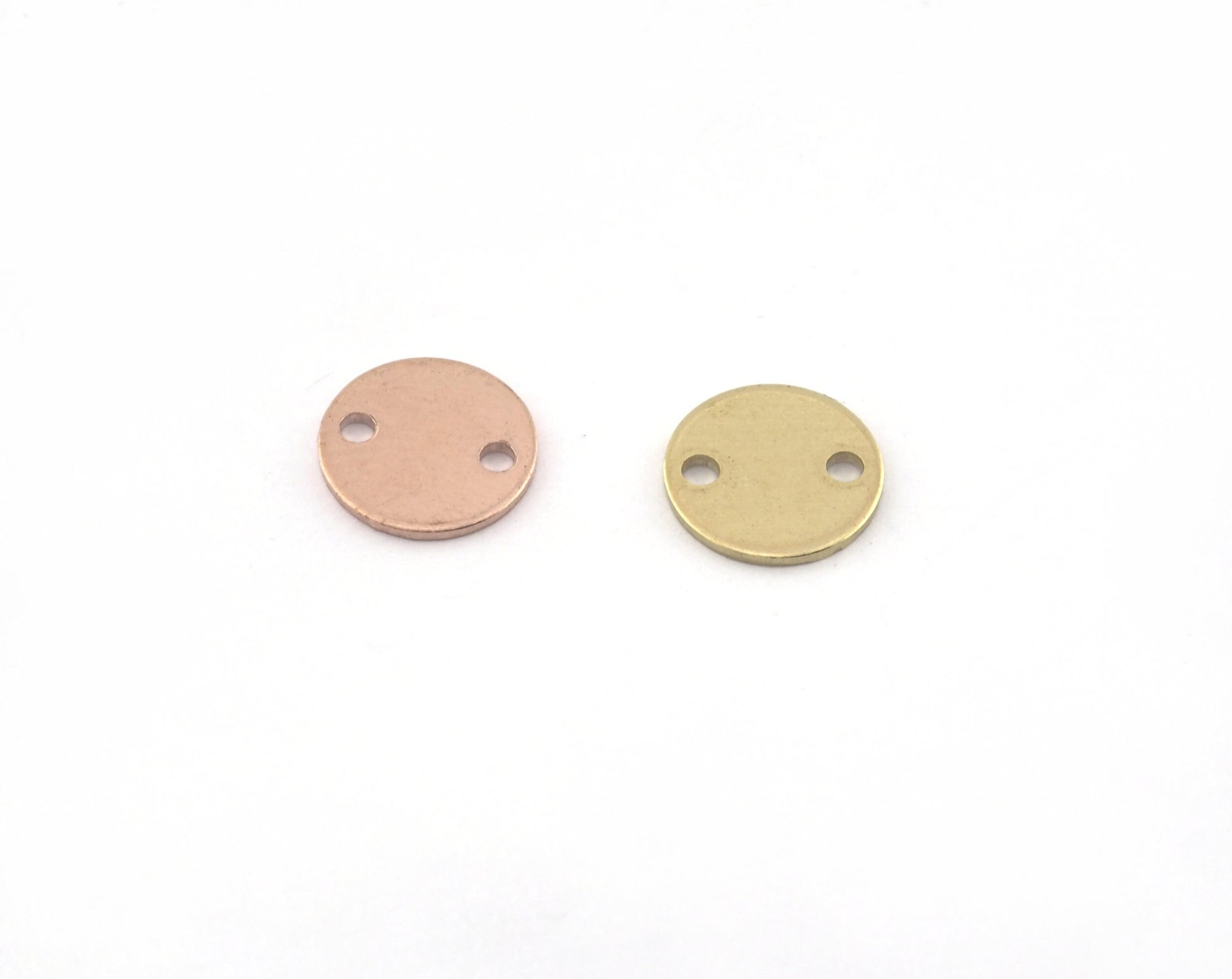 Coin Round Disc 10mm Connector Stamping blank tag shape Raw Brass - Copper, Brushed, Antique Silver OZ3702-50