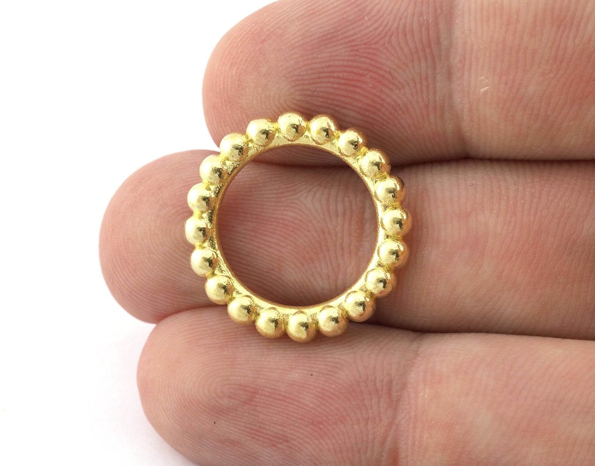 Minimalist Ball Ring, Ribbed, Adjustable, Raw Brass (15.5mm -4.5US) 5129 newline