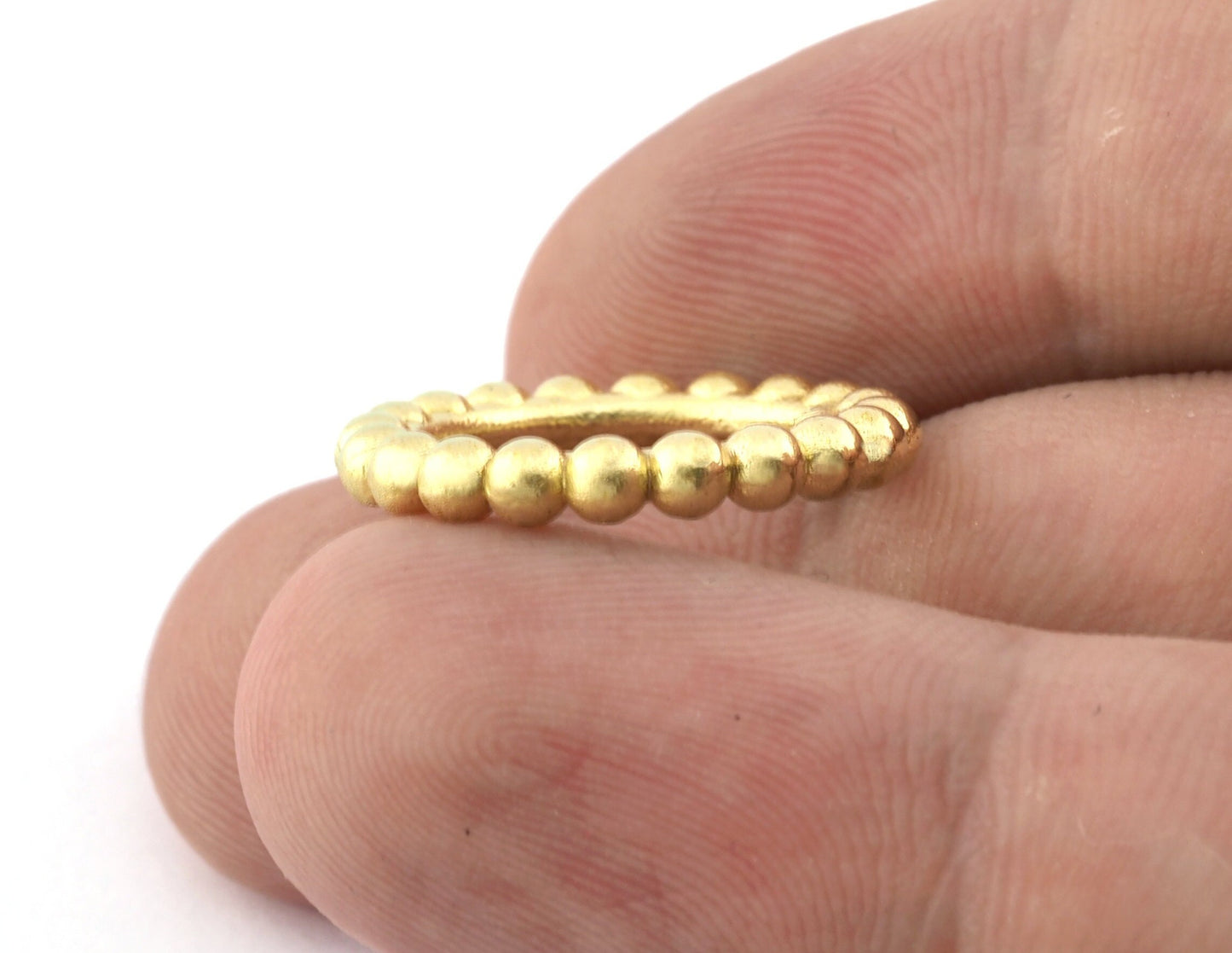 Minimalist Ball Ring, Ribbed, Adjustable, Raw Brass (15.5mm -4.5US) 5129 newline