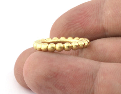 Minimalist Ball Ring, Ribbed, Adjustable, Raw Brass (15.5mm -4.5US) 5129 newline