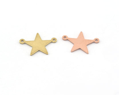 Star Charms Tag Blank Copper - raw brass 2 holes connector charms findings (22x16mm) 5138