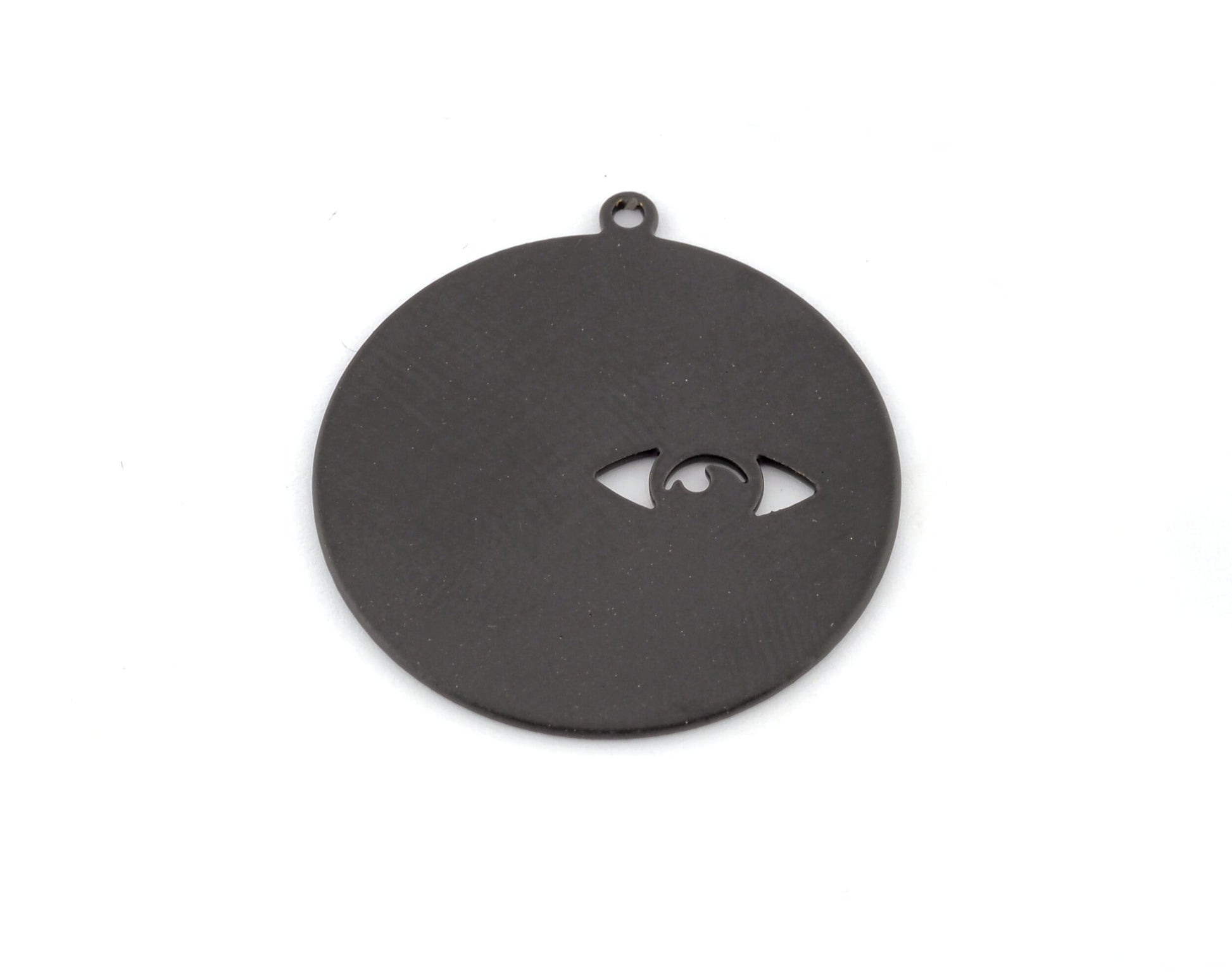 Round Eye Charms Tag Black Painted Brass 30mm 0.8 mm 1 hole Findings 4065-460