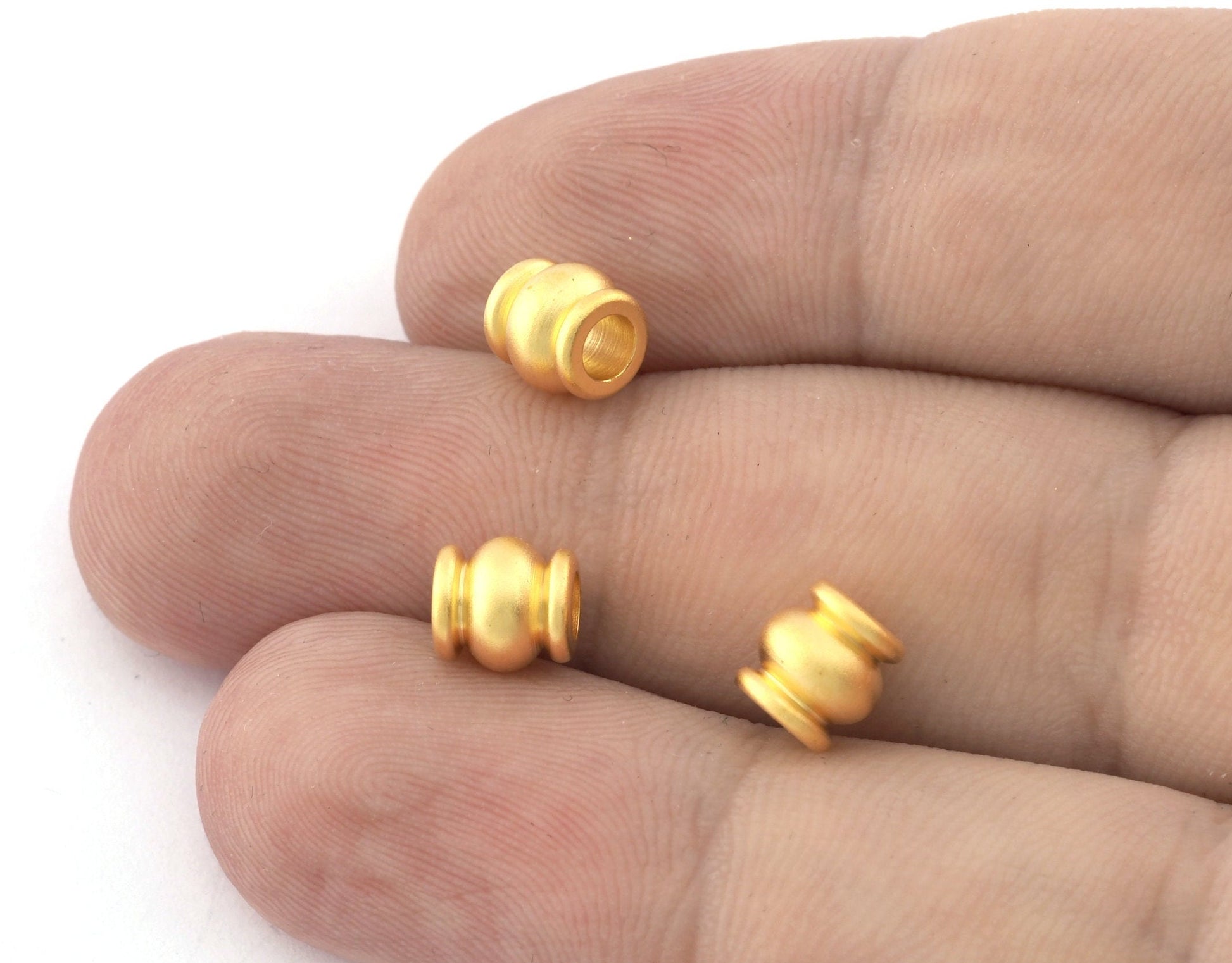 10 pcs 7x7mm ( 3.8mm hole) gold plated brass round tube finding charm bab3 1523