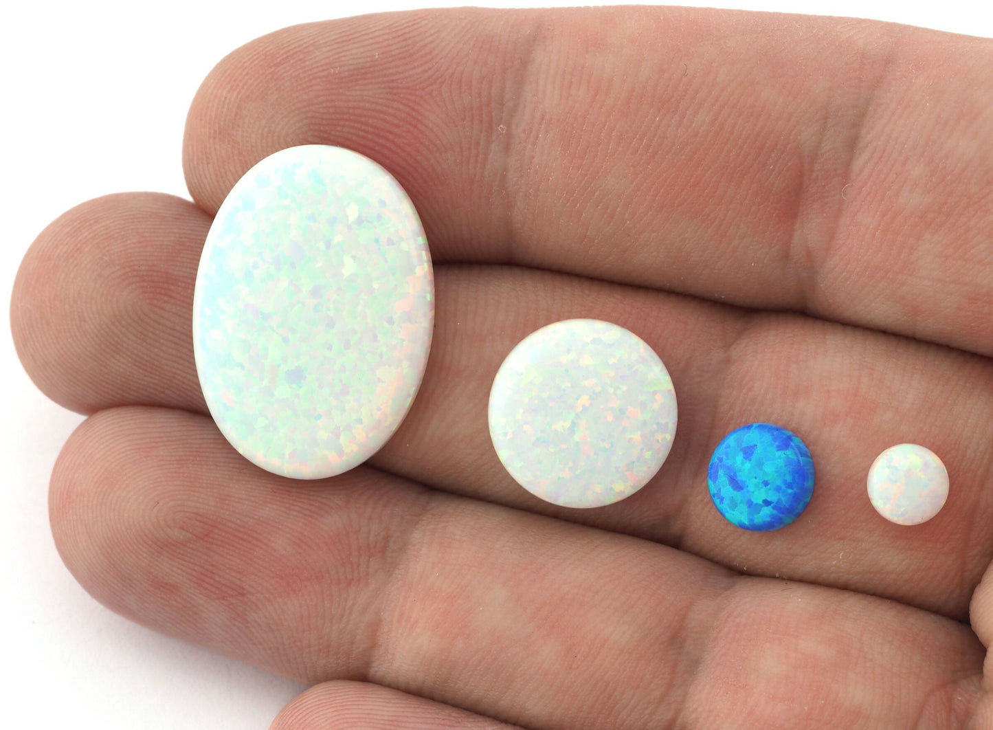 Australian White Opal Flatback Cabochon (Imitation) Oval - Round - sizes available - no hole - cab33