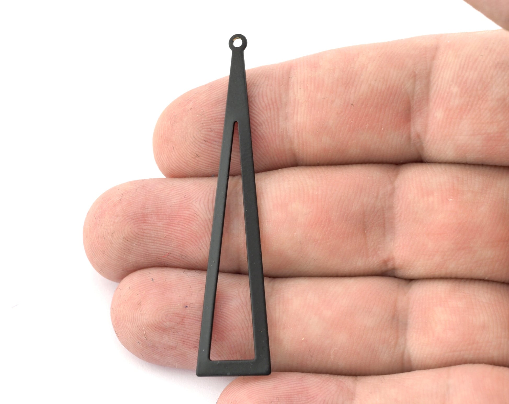 Triangle black painted brass charms 60x13mm (0.8mm thickness) findings OZ3498