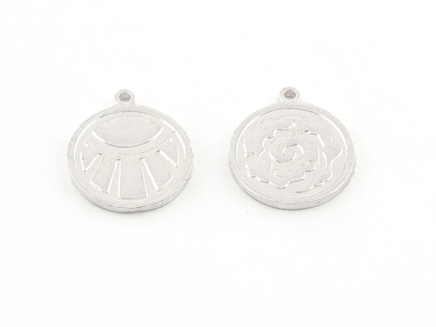 Day, Night Symbols Charms Pendant Shiny Silver Plated Brass (20x17mm) 5135 - 5136