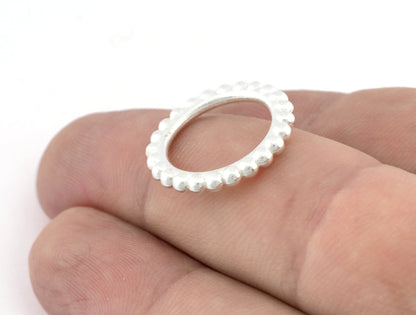 Minimalist Ball Ring, Ribbed, Adjustable, Shiny Silver Plated Brass (14.75mm -3.5US) 5128 newline