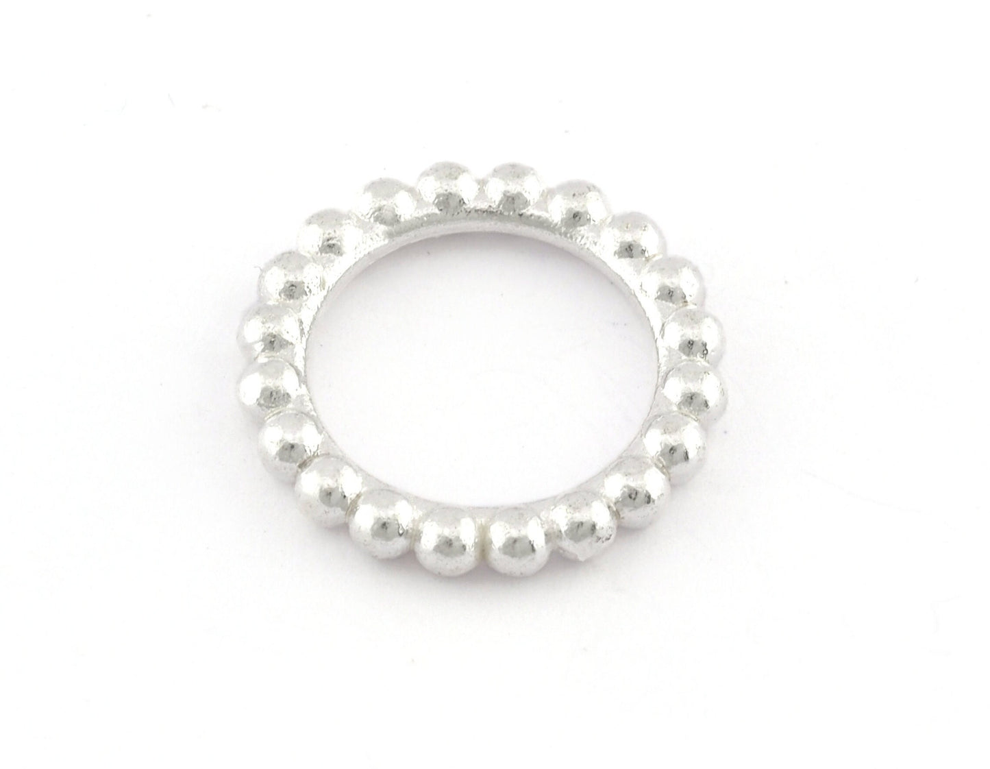 Minimalist Ball Ring, Ribbed, Adjustable, Shiny Silver Plated Brass (15.5mm -4.5US) 5129 newline