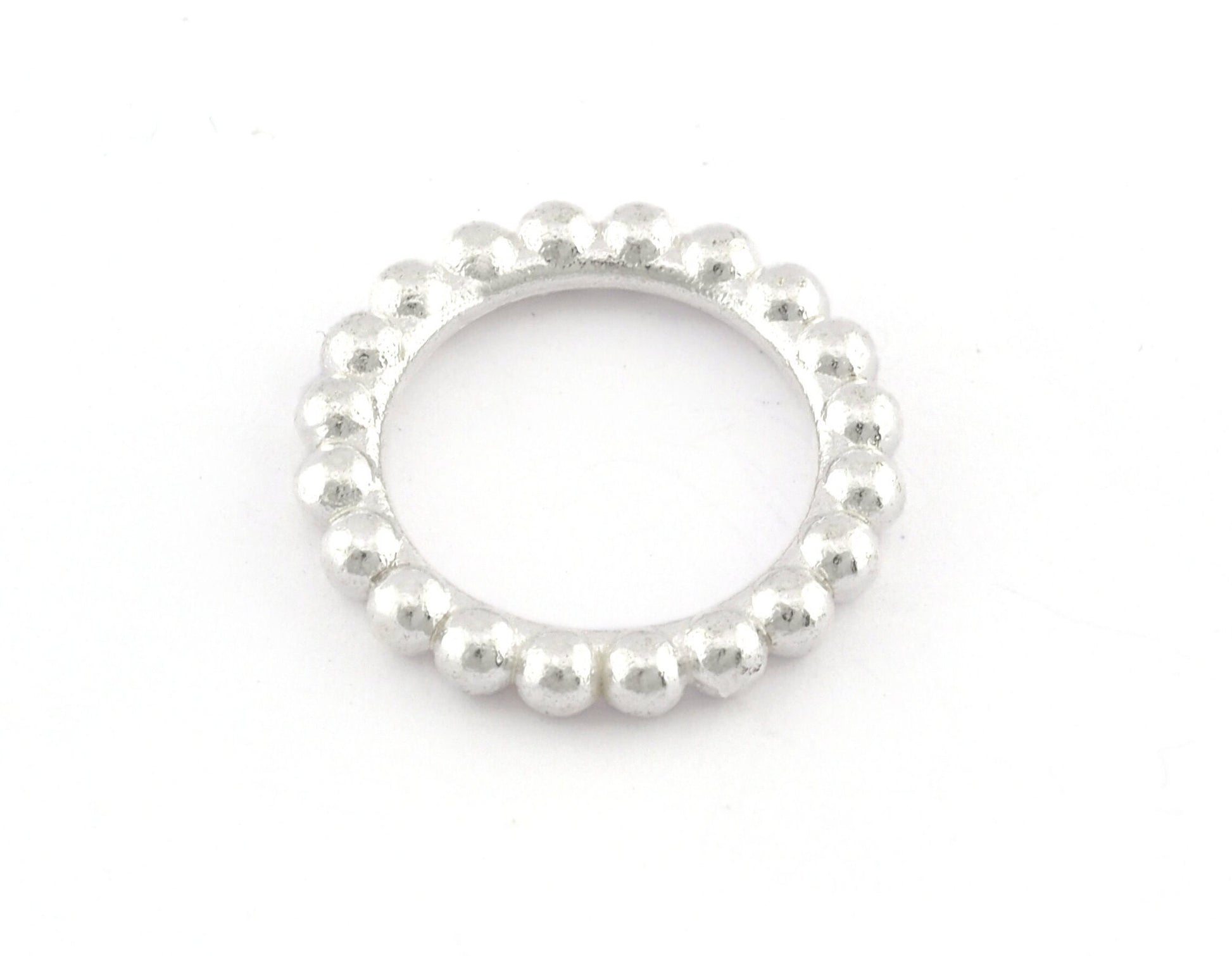 Minimalist Ball Ring, Ribbed, Adjustable, Shiny Silver Plated Brass (15.5mm -4.5US) 5129 newline