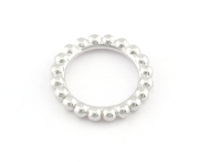 Minimalist Ball Ring, Ribbed, Adjustable, Shiny Silver Plated Brass (15.5mm -4.5US) 5129 newline