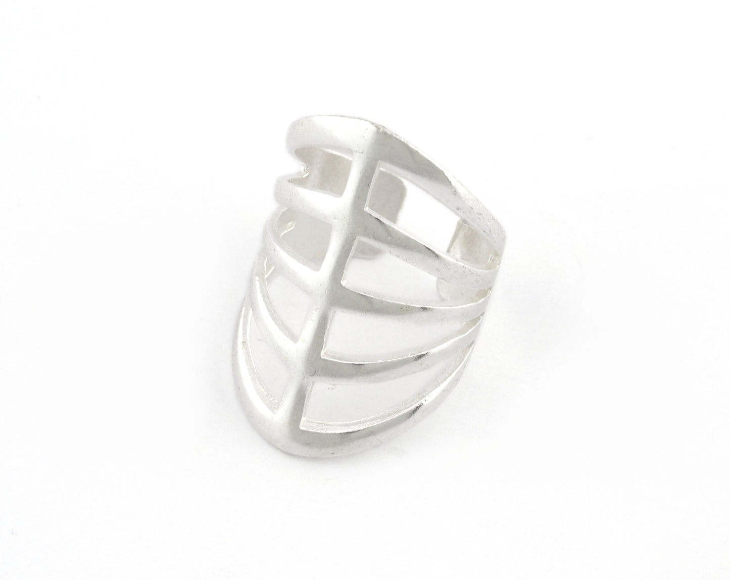 Ring Filigree Adjustable Ring Shiny Silver Plated Brass 1 Pc. (18.5mm 8.5US inner size) OZ2091 33mm