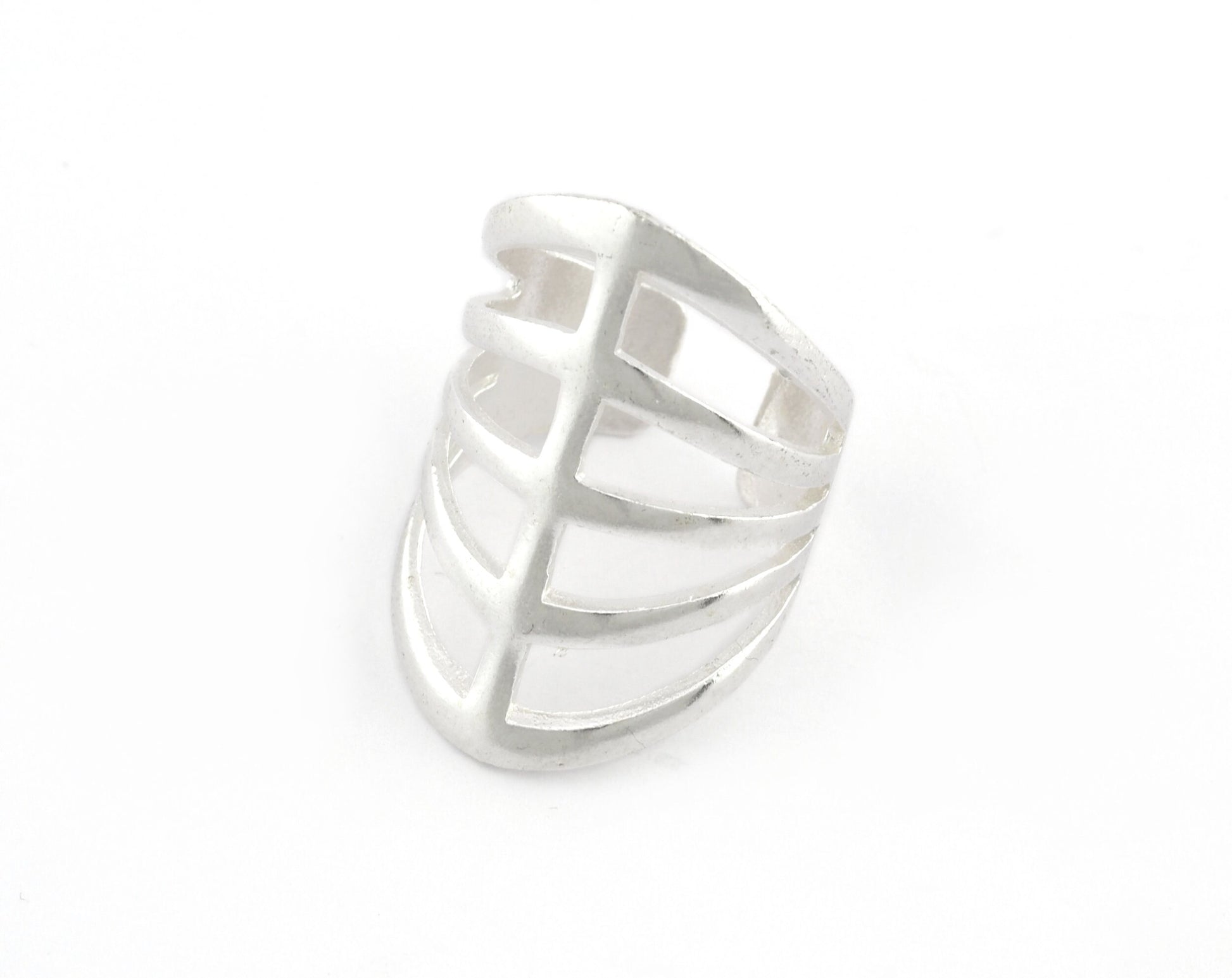 Ring Filigree Adjustable Ring Shiny Silver Plated Brass 1 Pc. (18.5mm 8.5US inner size) OZ2091 33mm