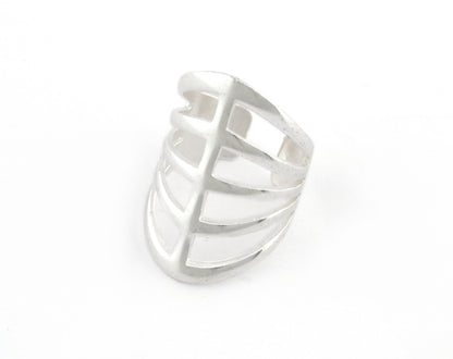 Ring Filigree Adjustable Ring Shiny Silver Plated Brass 1 Pc. (18.5mm 8.5US inner size) OZ2091 33mm