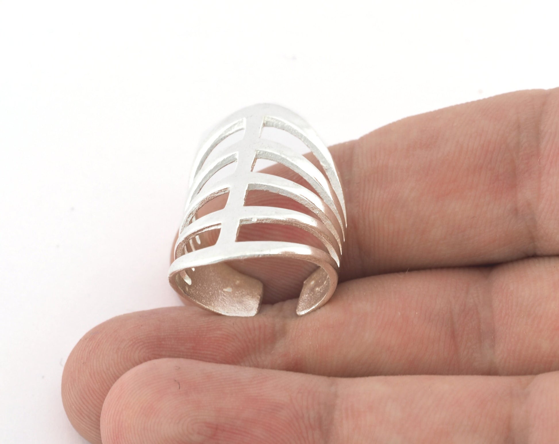 Ring Filigree Adjustable Ring Shiny Silver Plated Brass 1 Pc. (18.5mm 8.5US inner size) OZ2091 33mm