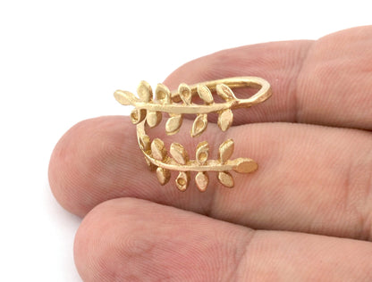 Branch Leaf Ring, Adjustable, Raw brass, Antique Silver, Shiny Gold (18mm 8US inner size) 5148