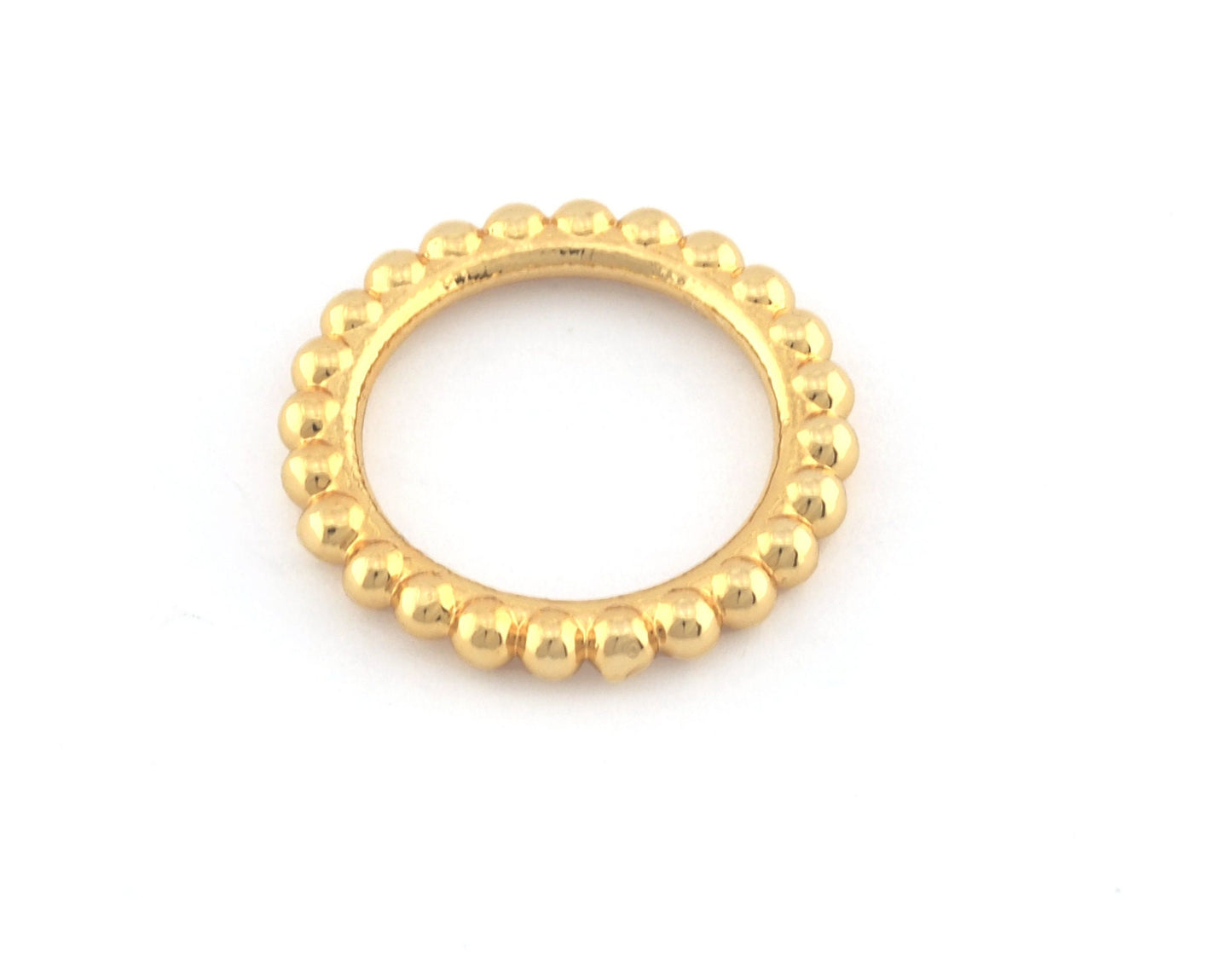 Minimalist Ball Ring, Ribbed, Adjustable, Shiny Gold Plated Brass (14.75mm -3.5US) 5128 newline