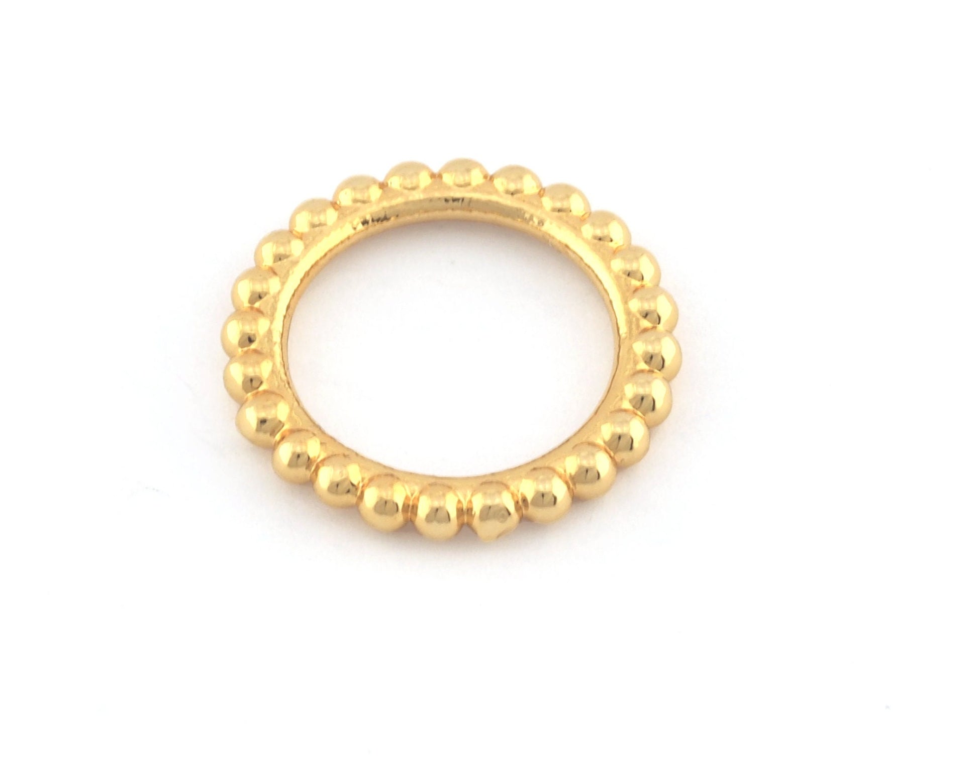 Minimalist Ball Ring, Ribbed, Adjustable, Shiny Gold Plated Brass (14.75mm -3.5US) 5128 newline