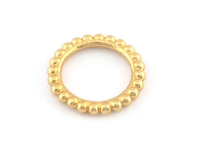 Minimalist Ball Ring, Ribbed, Adjustable, Shiny Gold Plated Brass (14.75mm -3.5US) 5128 newline