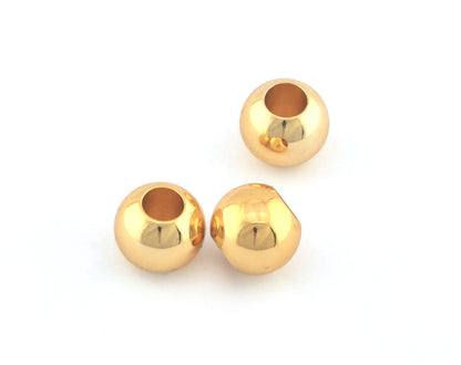 Sphere Beads Shiny Gold Plated Brass 12mm finding spacer round beads (5.5mm 0.216" hole ) bab5 oz2947