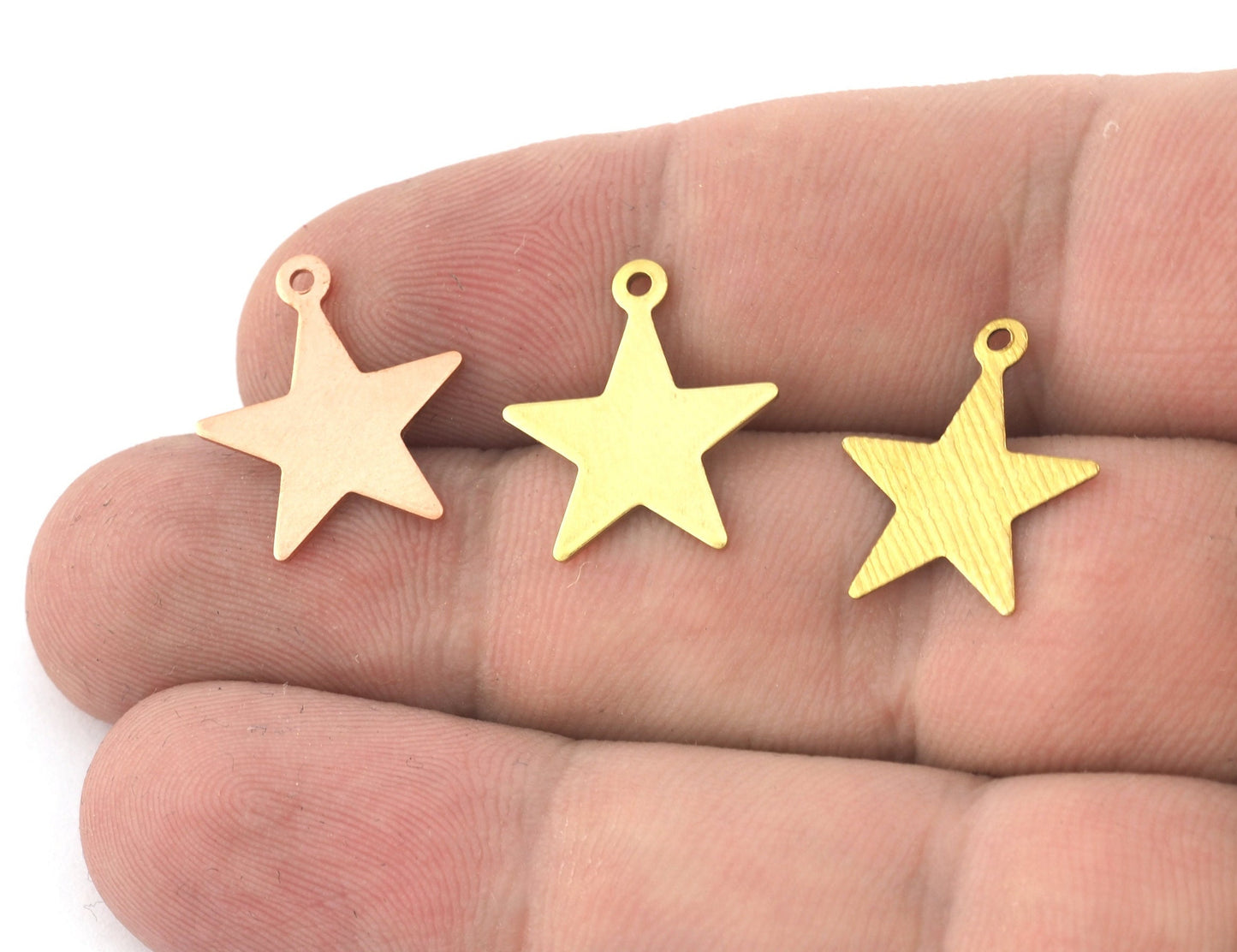 Star Charms Tag Blank Copper - Raw brass - Brushed Brass 1 holes tags charms findings (18mm) 5105