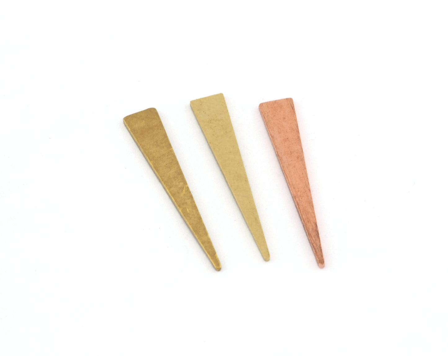 Triangle raw brass - hammered brass - raw copper 26x4.5mm (0.8mm thickness) no hole charms findings 5106