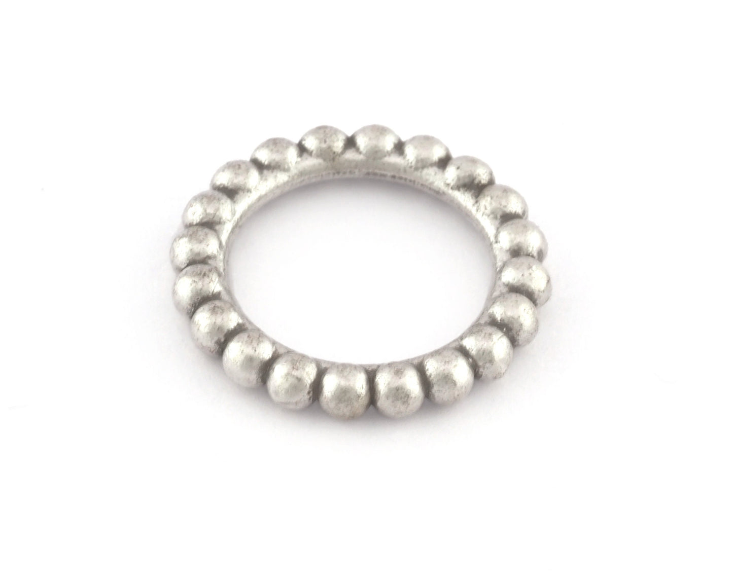 Minimalist Ball Ring, Ribbed, Adjustable, Antique Silver Plated Brass (15.5mm -4.5US) 5129 newline