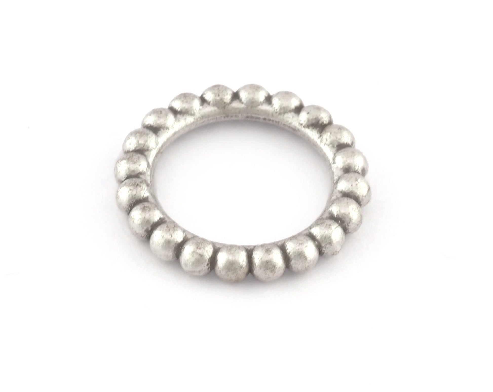 Minimalist Ball Ring, Ribbed, Adjustable, Antique Silver Plated Brass (15.5mm -4.5US) 5129 newline