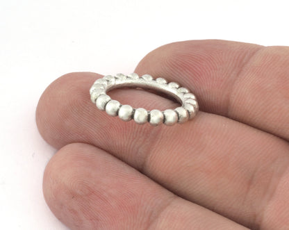 Minimalist Ball Ring, Ribbed, Adjustable, Antique Silver Plated Brass (15.5mm -4.5US) 5129 newline